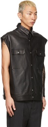 Rick Owens Black Leather Sleeveless Jumbo Outershirt Vest