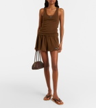 Miu Miu Lace-trimmed pointelle cotton miniskirt