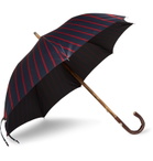 Francesco Maglia - Striped Chestnut Wood-Handle Umbrella - Blue