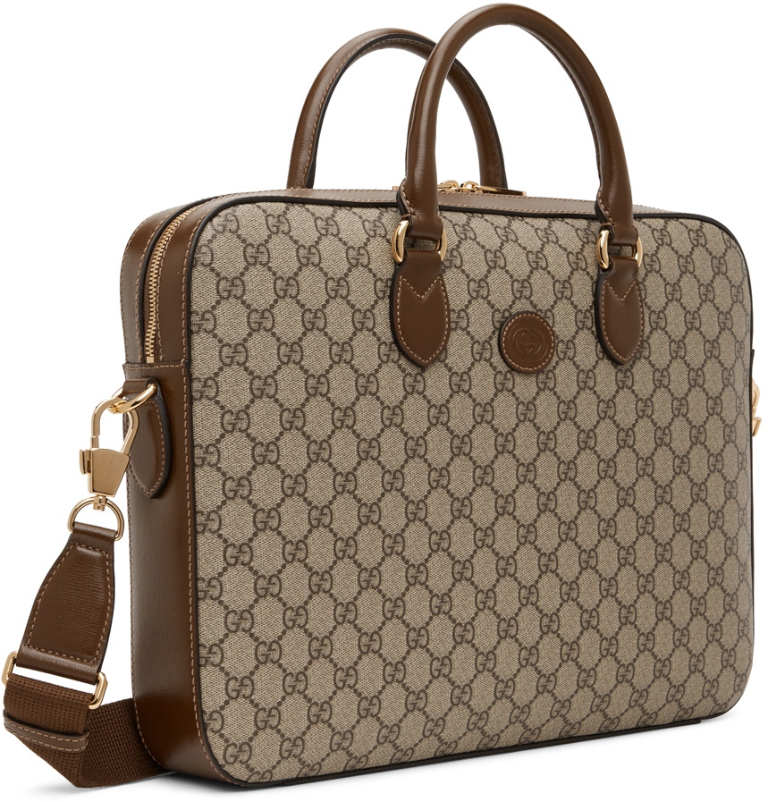 Gucci Beige/Brown GG Supreme Canvas Interlocking Logo Laptop Case Gucci