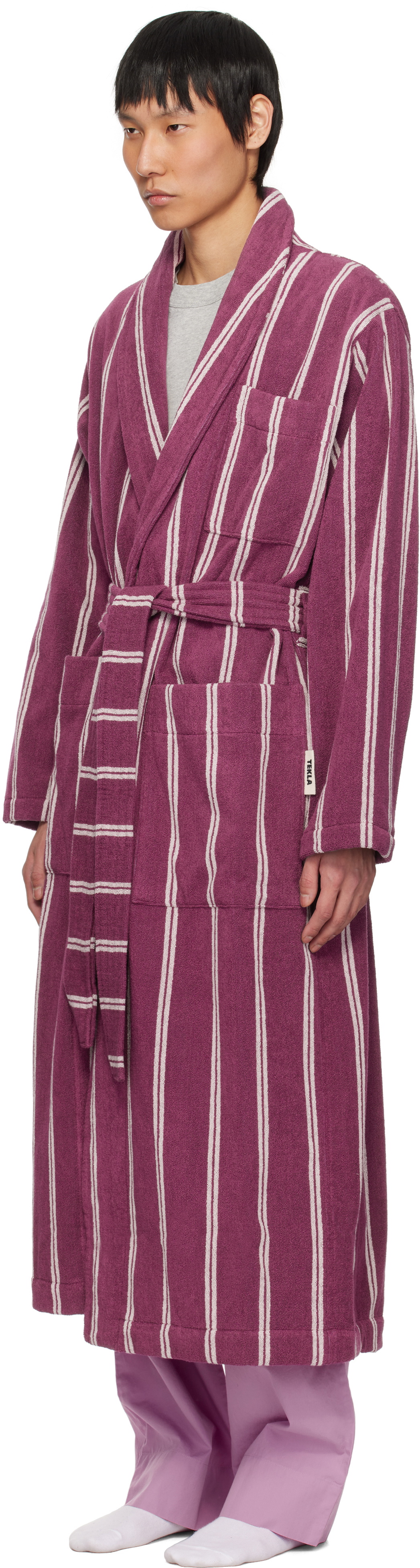 Tekla Purple & Pink Terry Classic Bathrobe