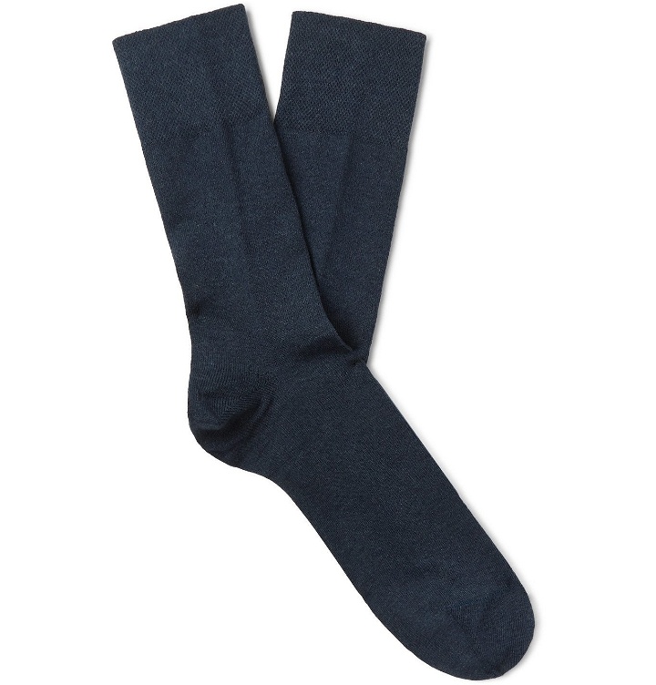 Photo: FALKE - Sensitive London Stretch Cotton-Blend Socks - Blue