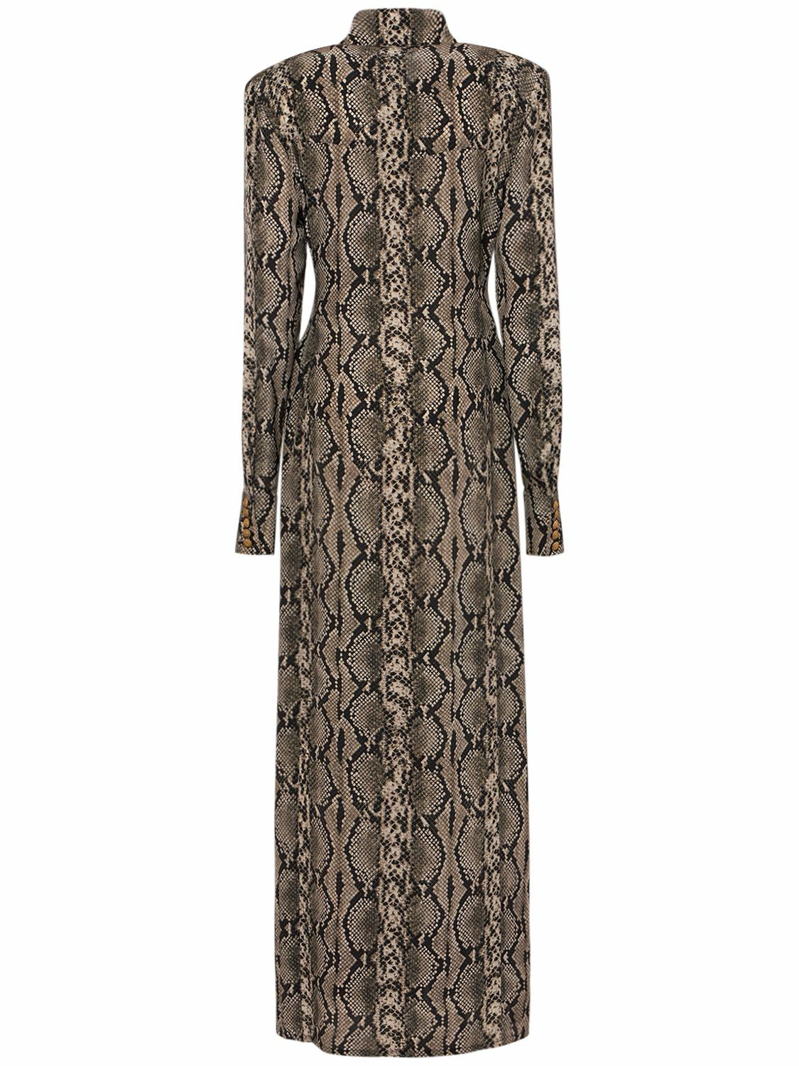 BALMAIN - Python Print Satin Long Dress