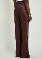 Shona Joy La Lune Flared Satin Trousers Dark Brown
