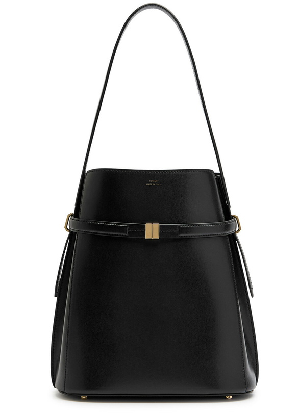 Photo: Toteme Belted Leather Bucket bag - Black - One Size