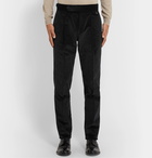 Caruso - Black Tapered Pleated Cotton-Blend Corduroy Trousers - Black