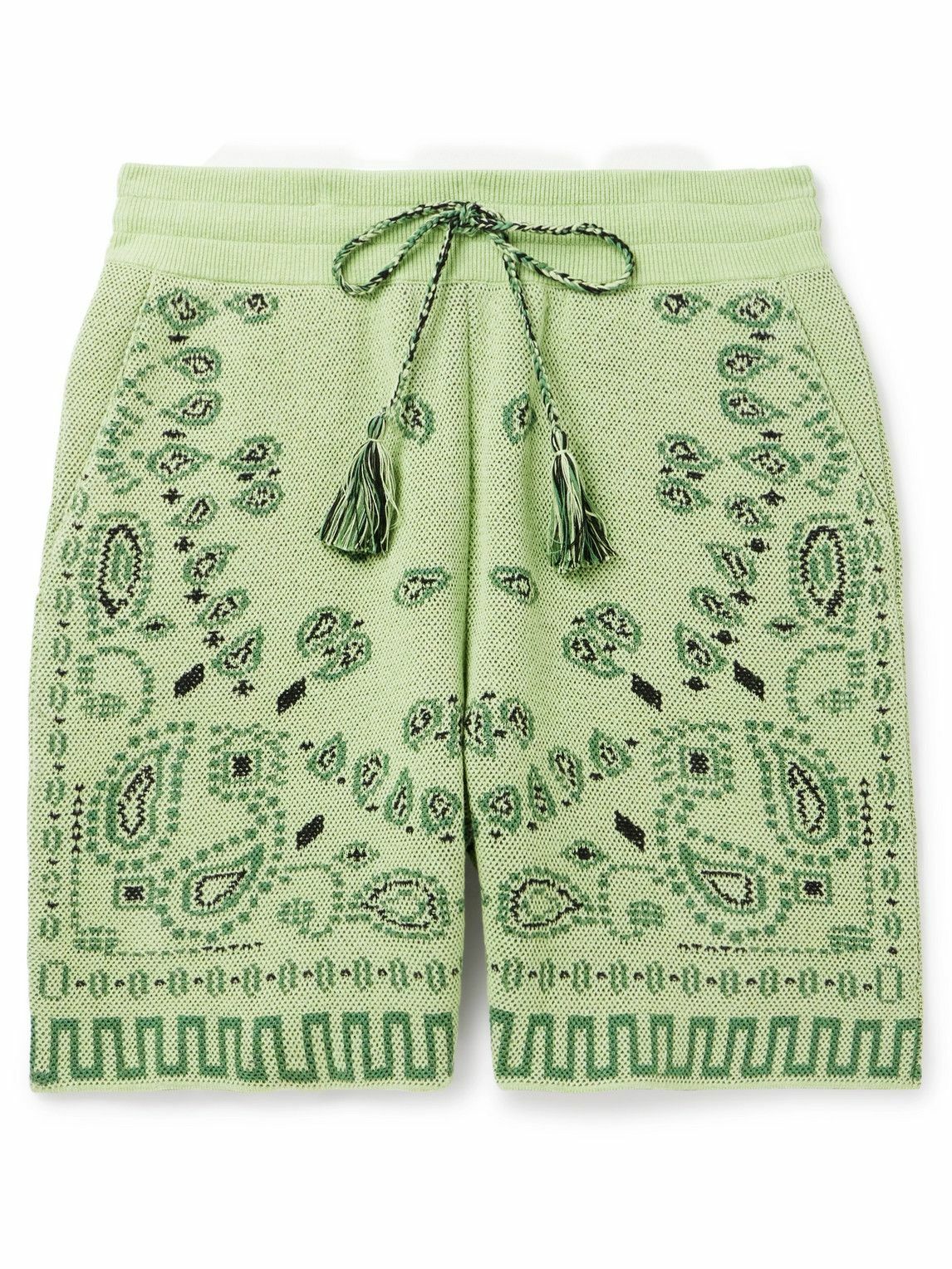 Alanui - Straight-Leg Embroidered Cotton-Piqué Drawstring Shorts - Green