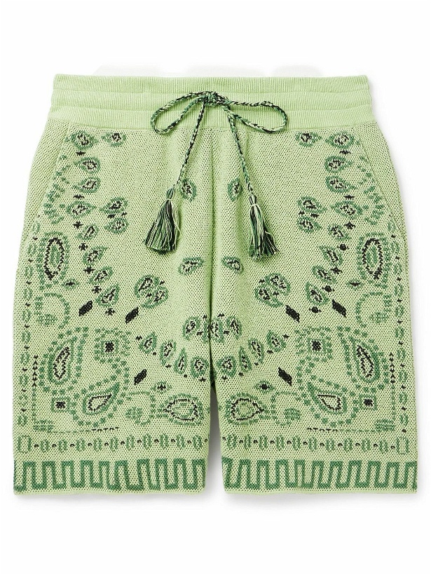 Photo: Alanui - Straight-Leg Embroidered Cotton-Piqué Drawstring Shorts - Green