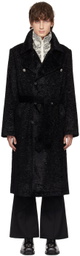 The World Is Your Oyster Black Double-Breasted Coat