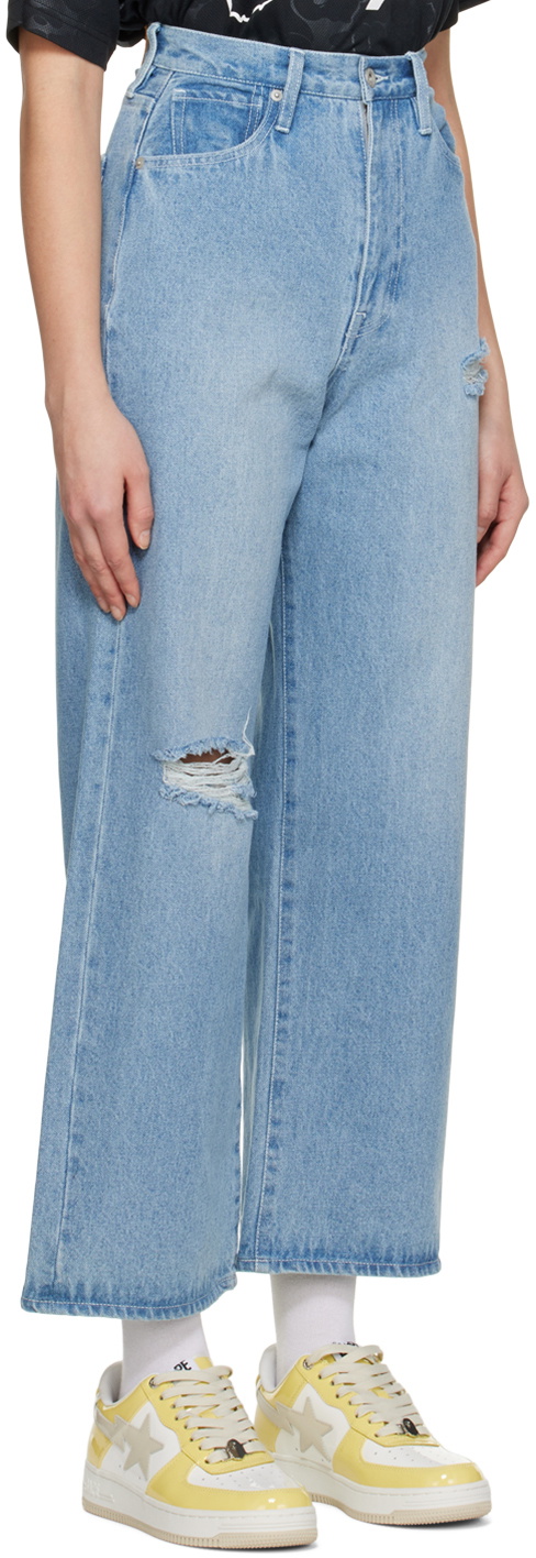 BAPE Blue Damaged Jeans