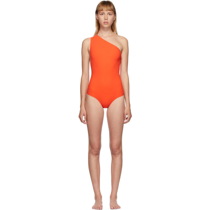 Orange one shoulder store swimsuit