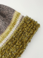 KAPITAL - Bouclé-Trimmed Knitted Mélange Beanie - Brown