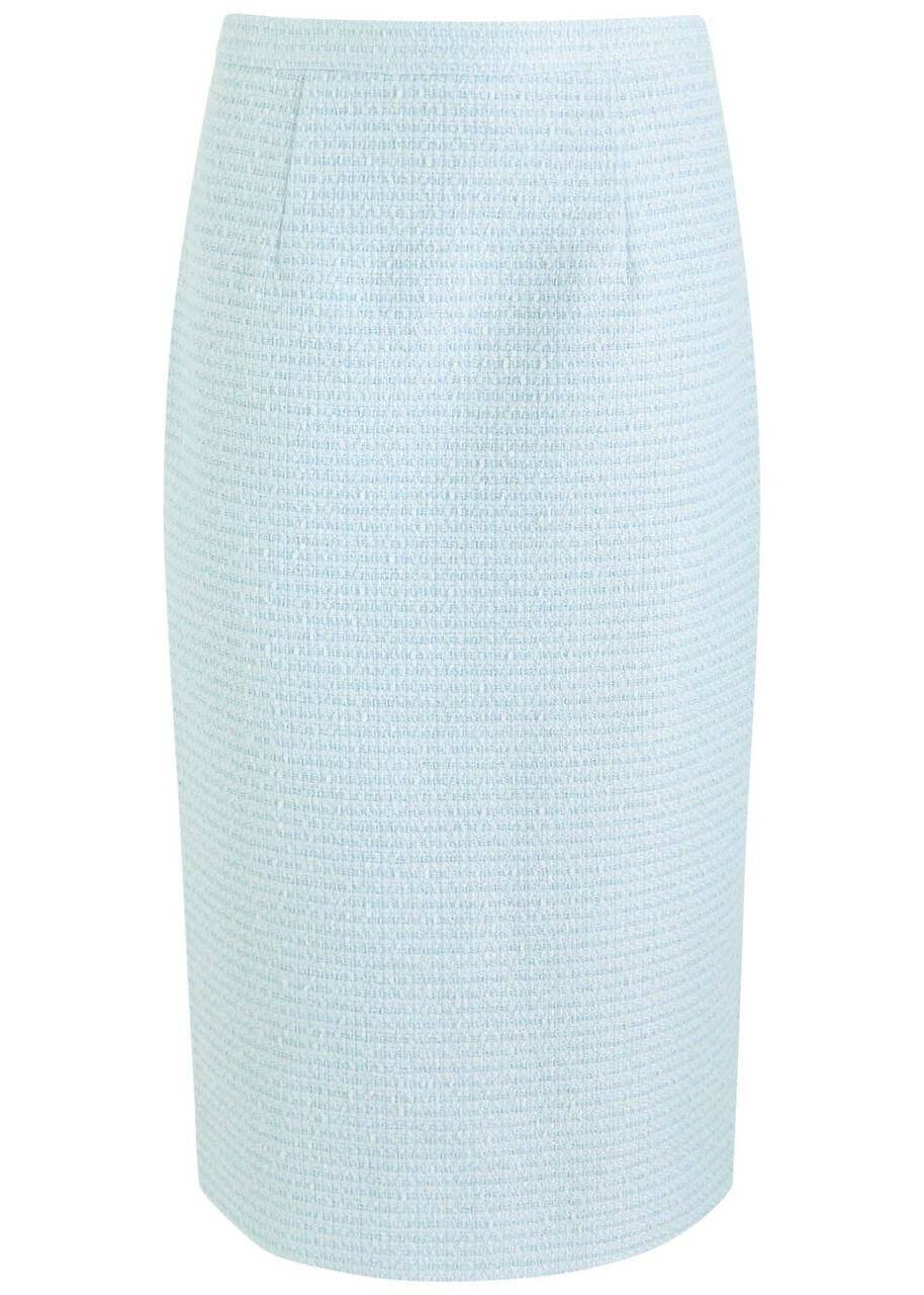 Roland Mouret Tweed Midi Skirt Light Blue