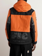 Pop Trading Company - FTC Skateboarding Logo-Appliquéd Colour-Block Shell Hooded Jacket - Orange