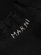 Marni - Distressed Logo-Embroidered Cotton Sweater - Black