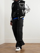 Off-White - Lea Appliquéd Embroidered Leather and Wool-Blend Varsity Jacket - Black