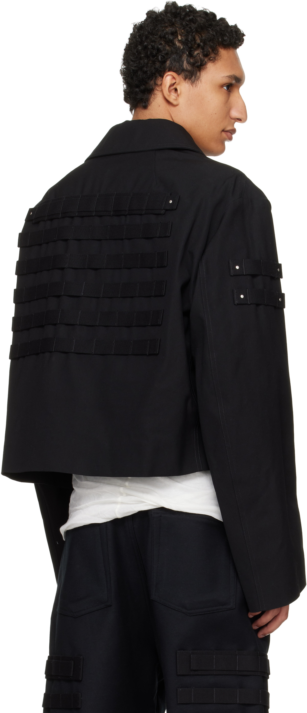 Rick Owens Black Temple Blixa Cropped Cargo Mac Jacket