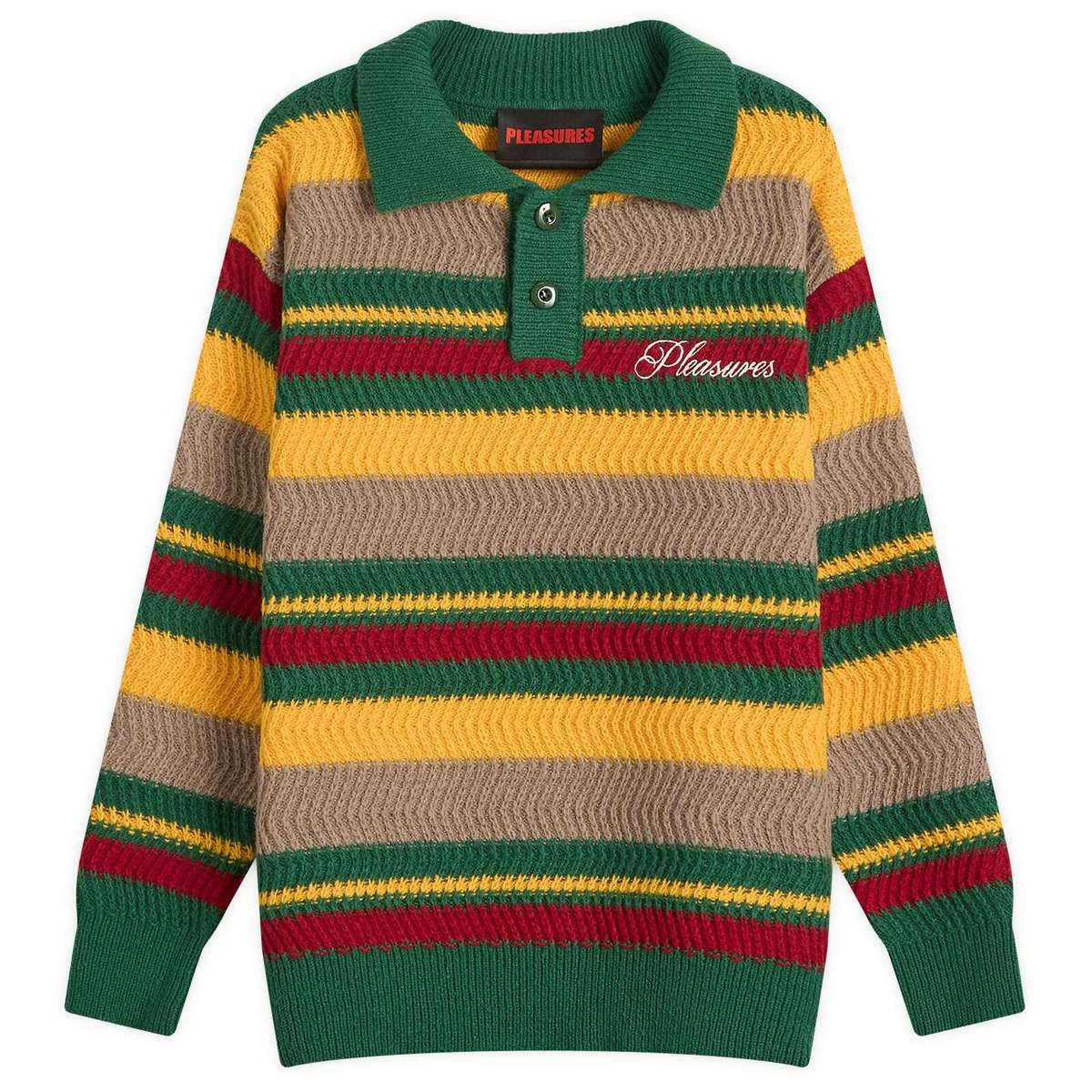 Pleasures Men's Cooper Kit Polo Sweater in Green