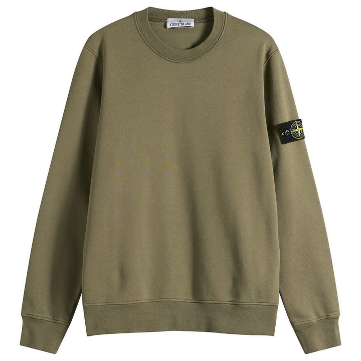 Photo: Stone Island Men's Organic Cotton Fleece Sweatshirt in Military Green