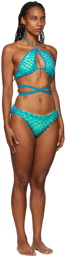 Chet Lo SSENSE Exclusive Blue & Green Whale-Tail Bikini Bottom
