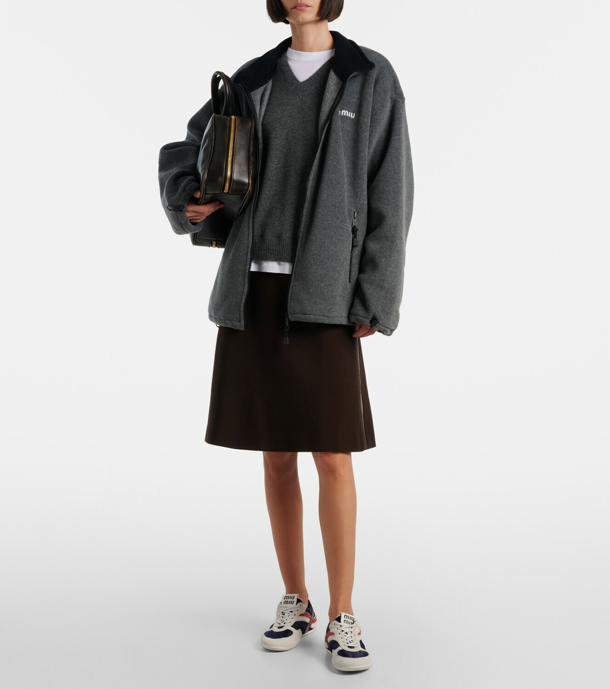 Miu Miu Logo oversized fleece sweatshirt