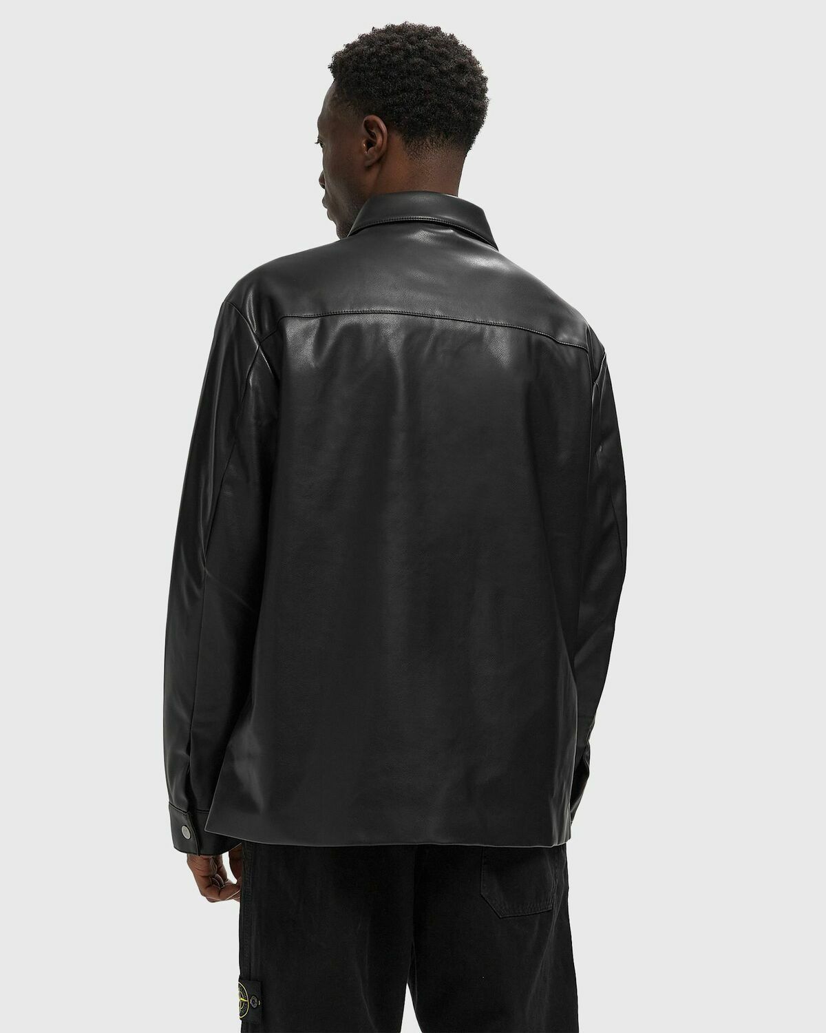 Calvin Klein Jeans LS FAUX LEATHER SHIRT JACKET Black Mens Overshirt