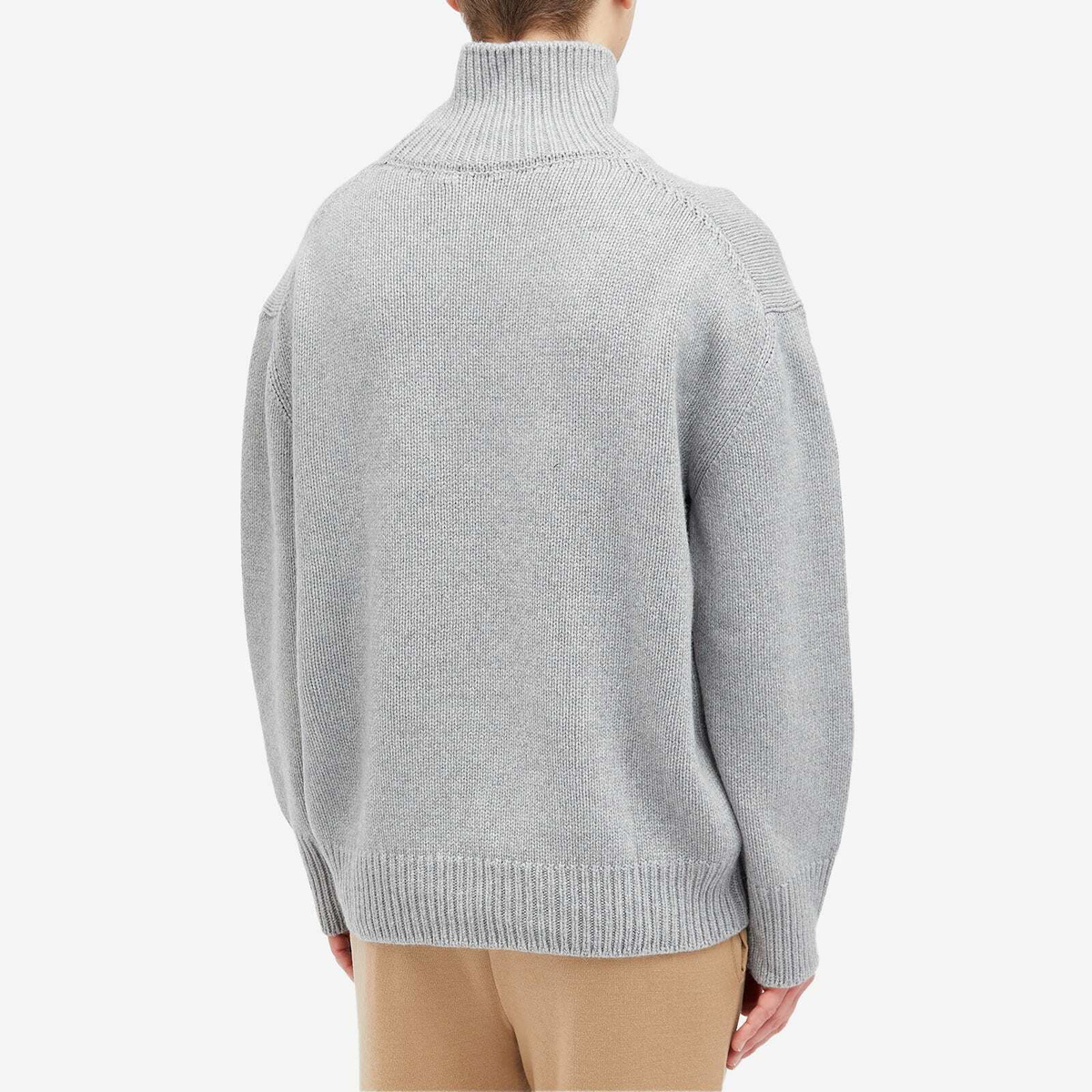 Pangaia Men's Recycled Cashmere Knit Chunky Turtleneck Sweater in Grey Marl