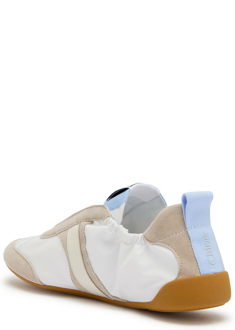 Chloe Kick Panelled Nylon Sneakers White And Blue