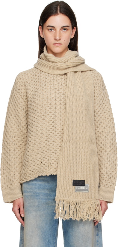 Photo: MM6 Maison Margiela Beige Scarf Knit Sweater