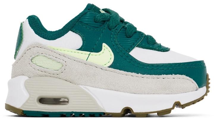 Photo: Nike Baby Green & White Air Max 90 LTR Sneakers