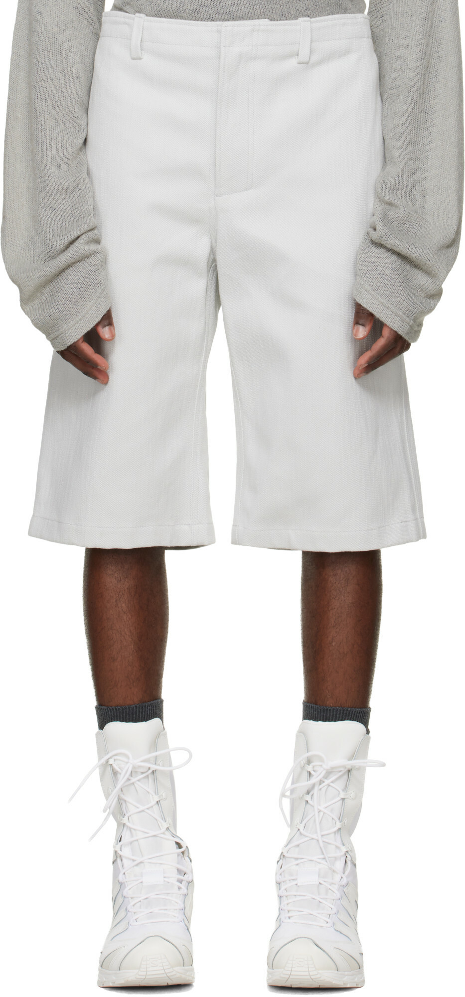 Rier Off-White Gabardine Utility Shorts