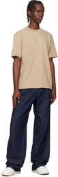 Hugo Beige Relaxed-Fit Logo-Print T-shirt