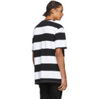 Givenchy Black and White Striped Logo Patch T-Shirt