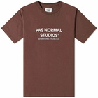 Pas Normal Studios Men's Off-Race Logo T-Shirt in Deep Brown