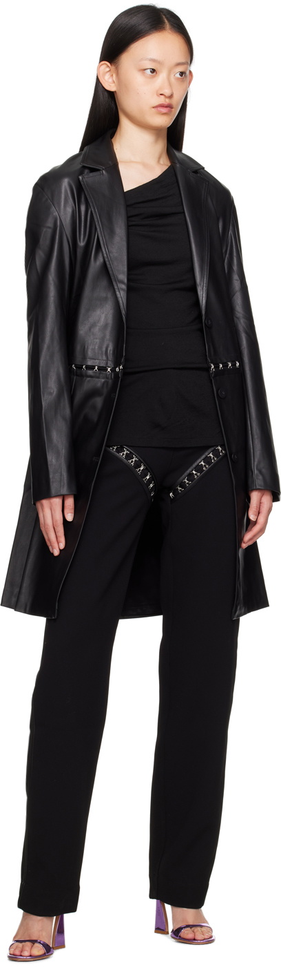 Paris Georgia Black Tailored Faux-Leather Jacket