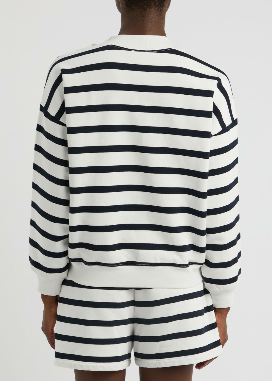 Frame Striped Cotton-blend Sweatshirt Navy