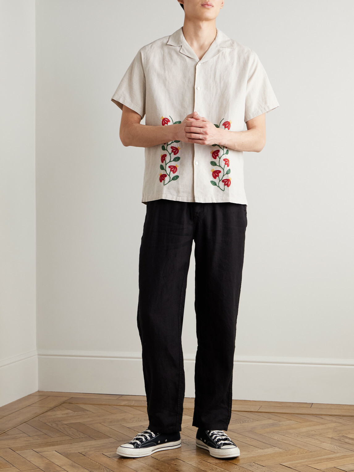 Vilebrequin - Pacha Straight-Leg Linen Drawstring Trousers - Black