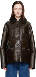 Saks Potts Brown Ada Reversible Leather Jacket