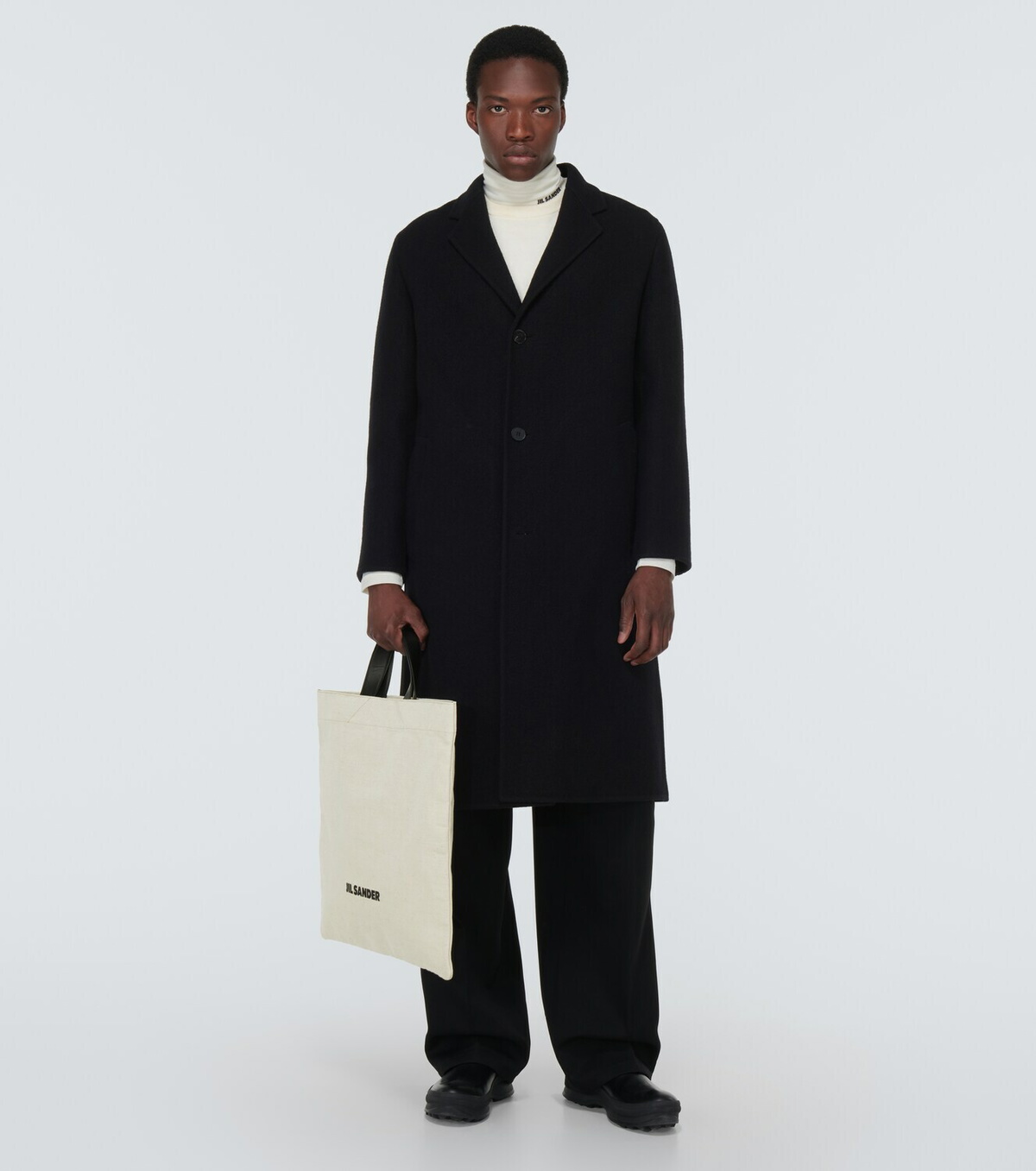 Jil Sander Leather-trimmed canvas tote bag