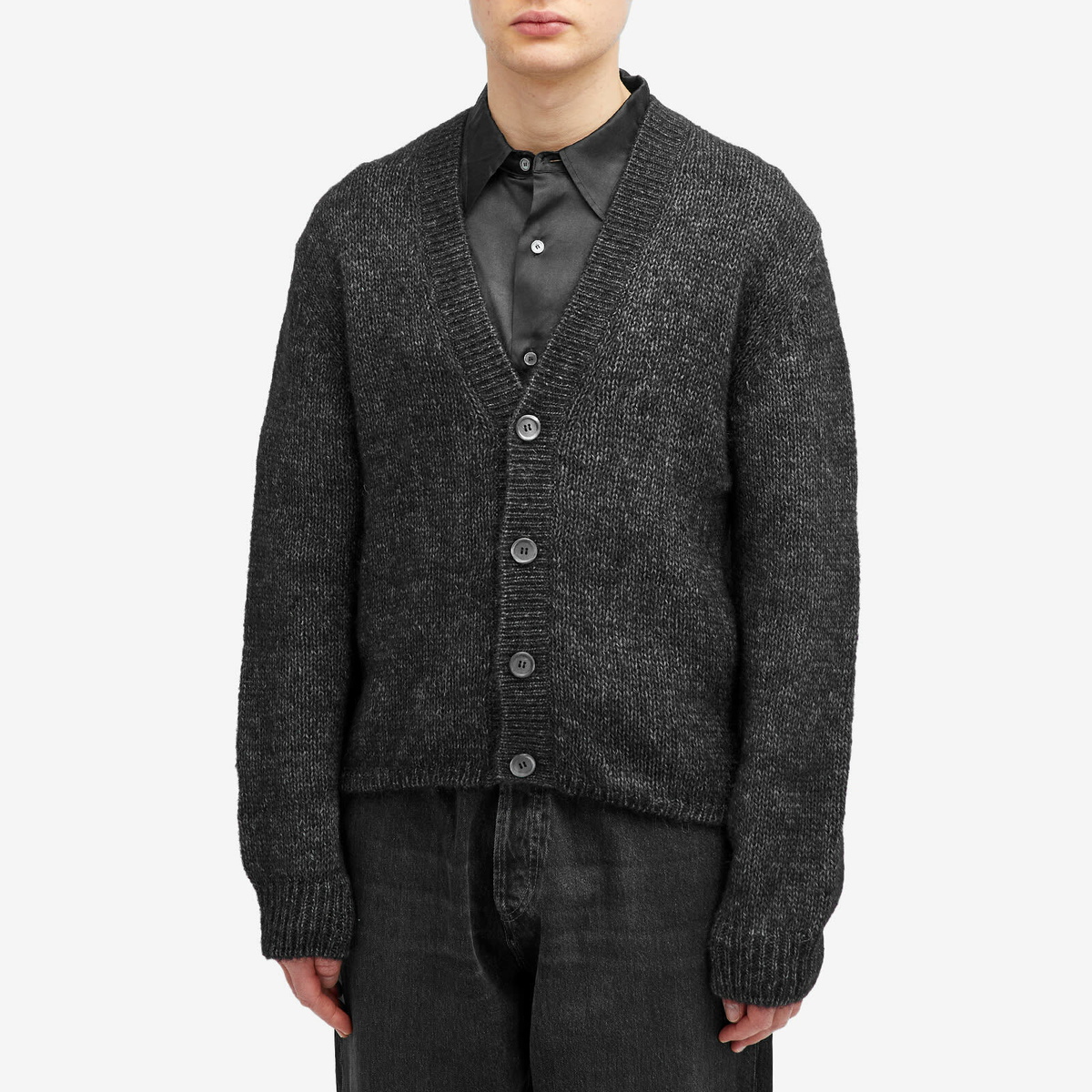 Our Legacy Men's Academy Alpaca Cardigan in Pepe Nero Airy Alpaca