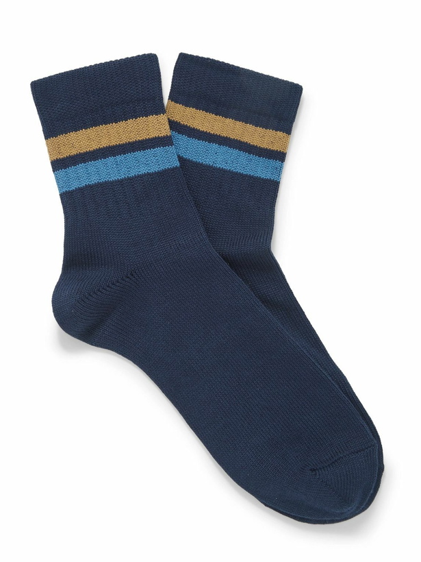 Photo: Mr P. - Striped Ribbed Cotton-Blend Socks