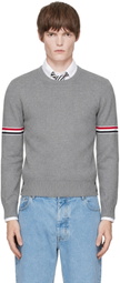 Thom Browne Gray Milano Stitch Pullover RWB Armband Sweater