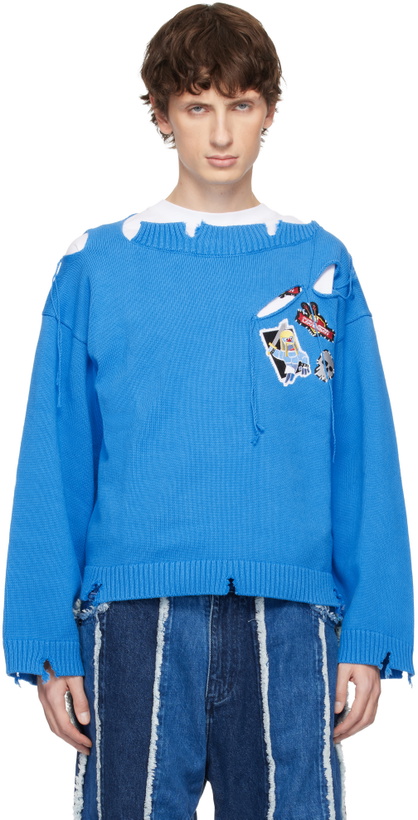 Photo: Charles Jeffrey LOVERBOY Blue Clash of Clans Edition Barbarian Patch Sweater