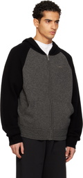 We11done Black & Gray Raglan Knit Zip-Up Hoodie