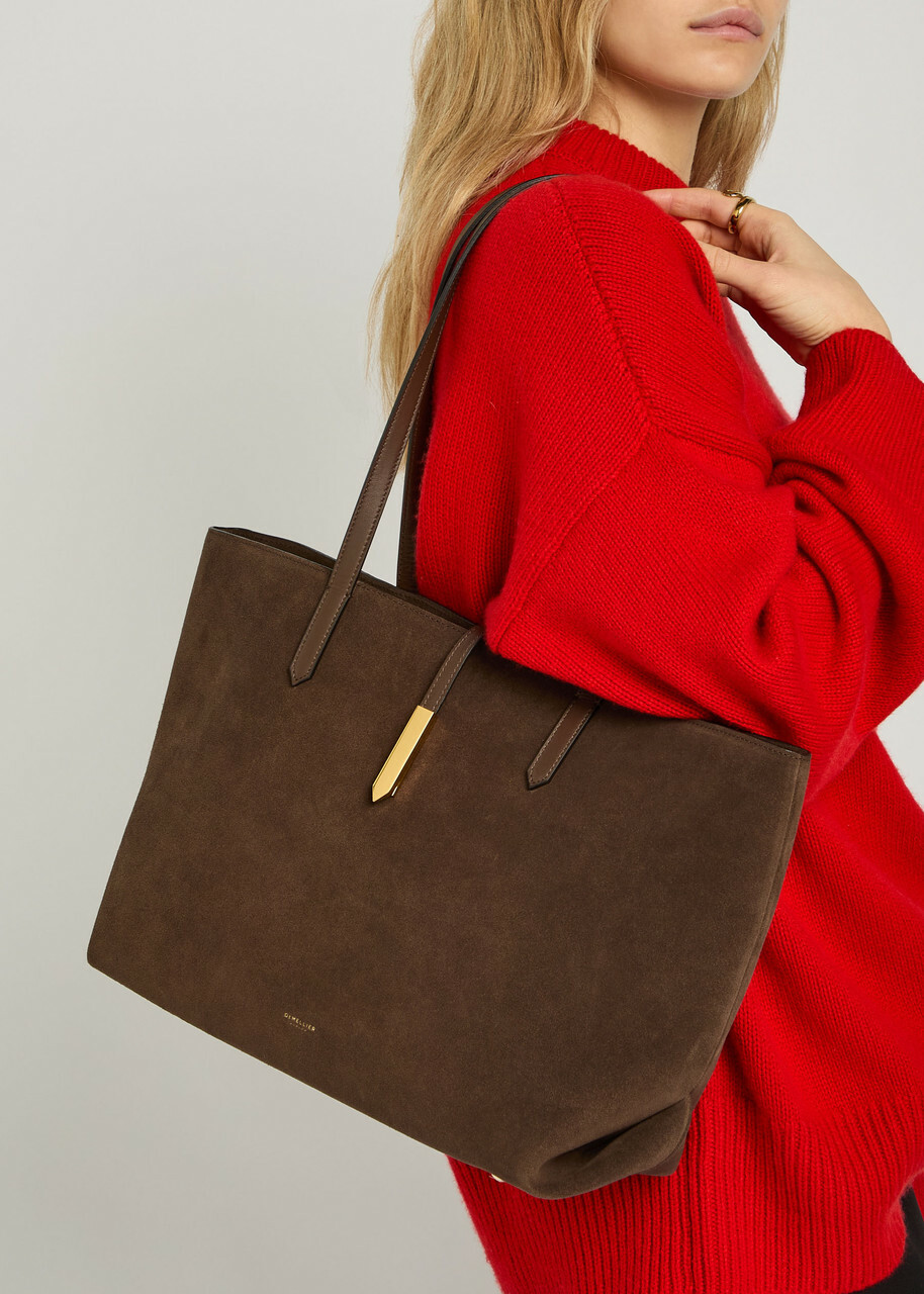 Demellier The Tokyo Suede Tote - Dark Brown - One Size