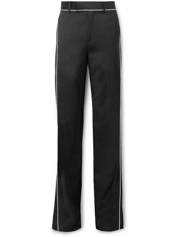 Photo: AMIRI - Flared Crystal-Embellished Wool-Twill Suit Trousers - Black