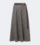 'S Max Mara Belted plaid virgin wool midi skirt