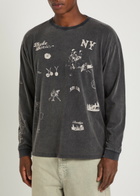 Duke And Dexter Sketch Printed Long Sleeve Cotton T-shirt Grey