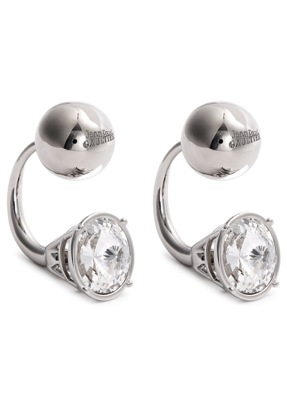 Photo: Jean Paul Gaultier Crystal-embellished Hoop Earrings - Silver - One Size