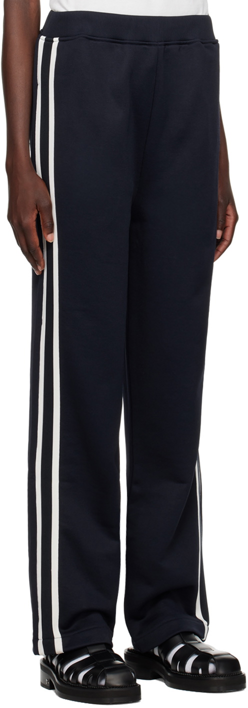 AMI Alexandre Mattiussi Navy Striped Track Pants